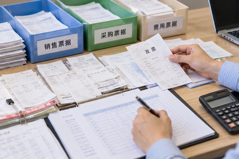 整理企业票据与日常账务资料的服务场景示意