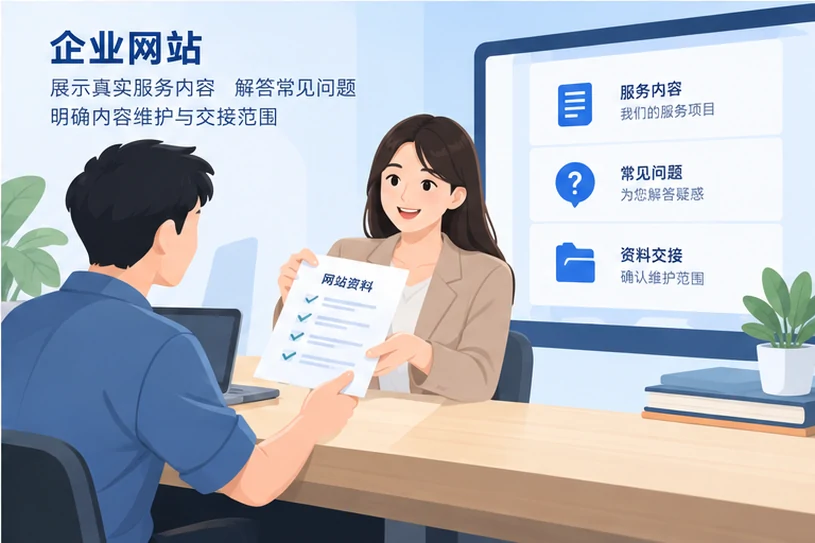 企业网站展示业务与服务信息的场景示意