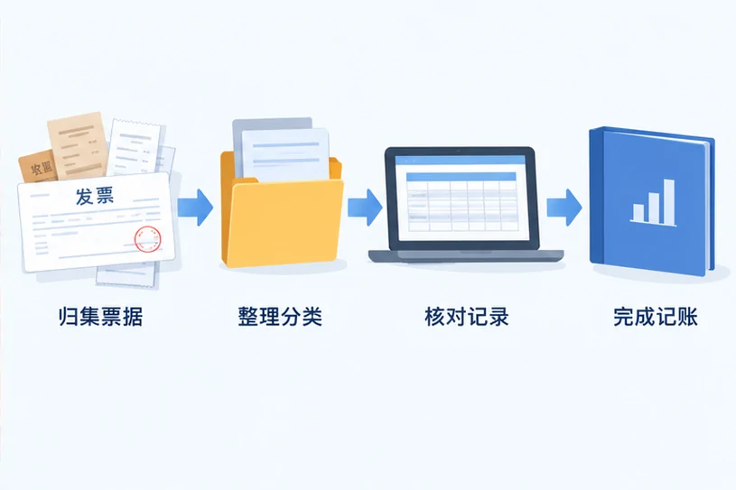 整理企业票据与日常账务资料的服务场景示意