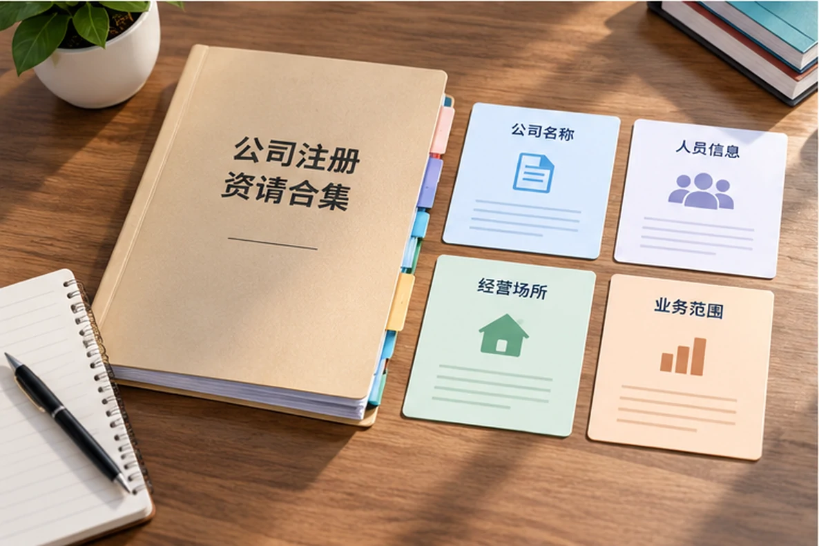 核对注册公司资料与办理事项的服务场景示意