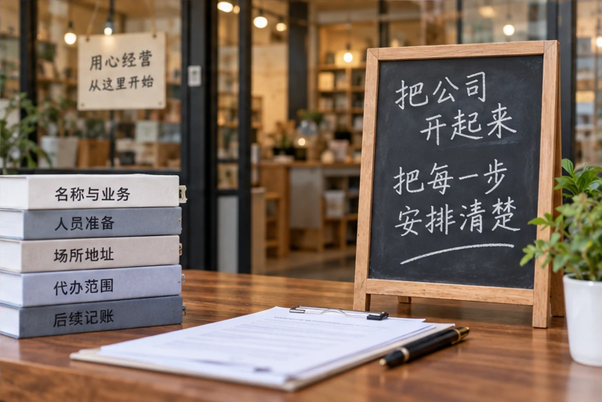 创业者一起整理开办计划的服务场景示意