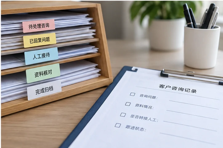 在线客服接待与咨询整理的服务场景示意