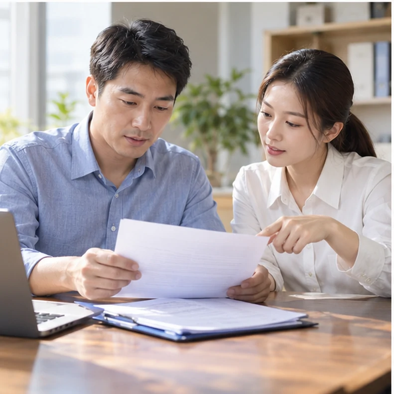 核对注册公司资料与办理事项的服务场景示意
