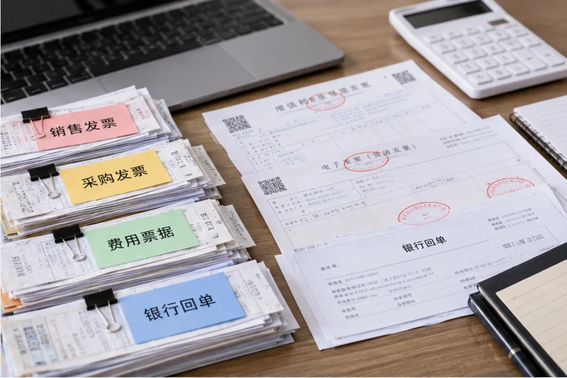 整理企业票据与日常账务资料的服务场景示意