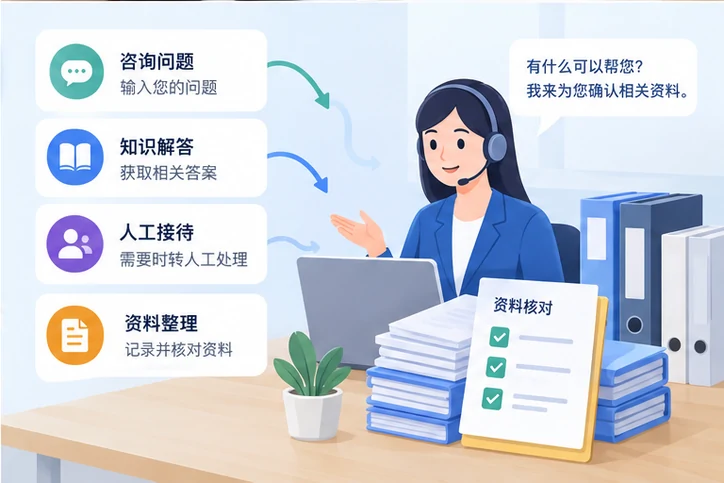 在线客服接待与咨询整理的服务场景示意