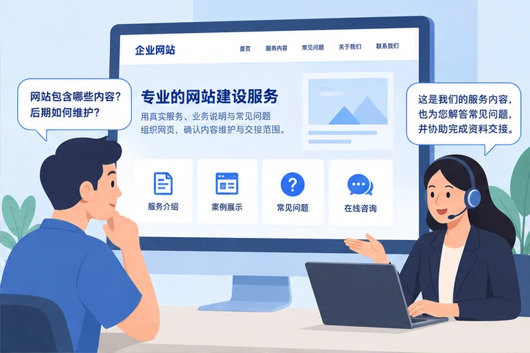 企业网站展示业务与服务信息的场景示意