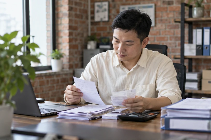 整理企业票据与日常账务资料的服务场景示意