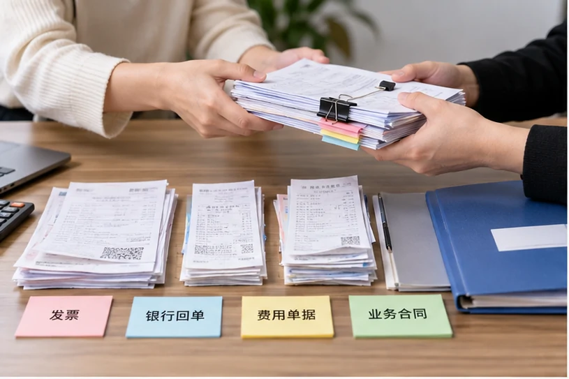 整理企业票据与日常账务资料的服务场景示意