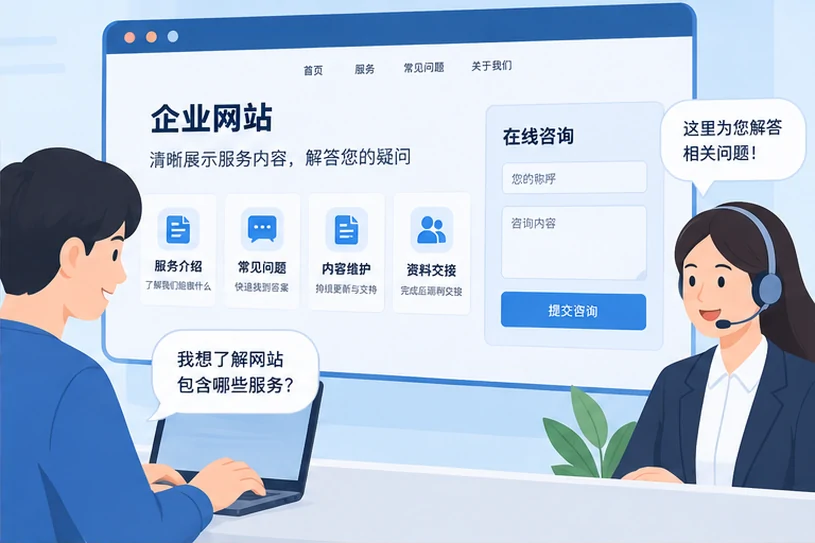 企业网站展示业务与服务信息的场景示意