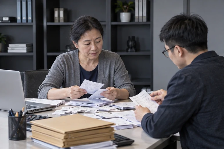 整理企业票据与日常账务资料的服务场景示意