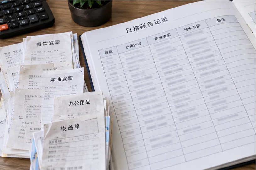 整理企业票据与日常账务资料的服务场景示意
