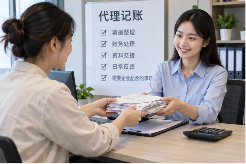 整理企业票据与日常账务资料的服务场景示意