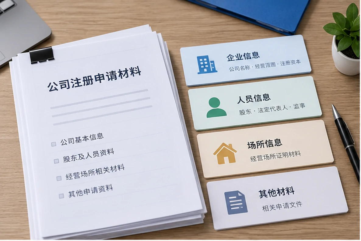 核对注册公司资料与办理事项的服务场景示意