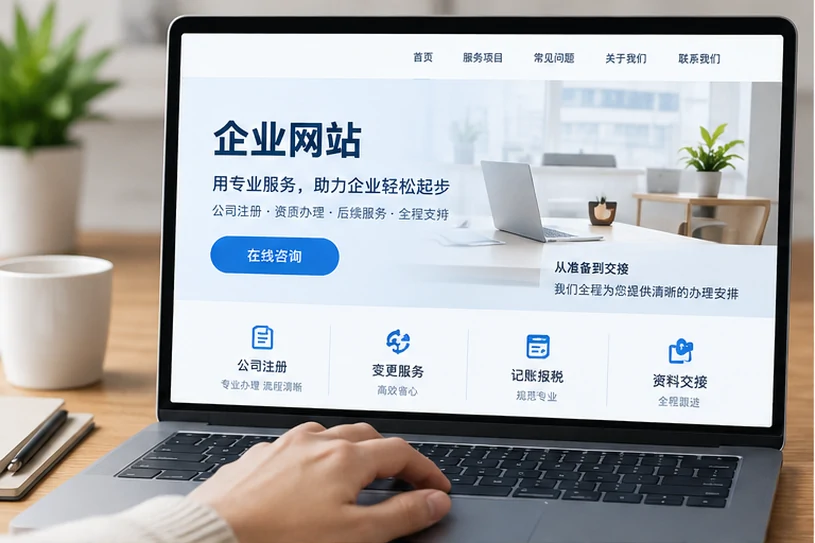 企业网站展示业务与服务信息的场景示意