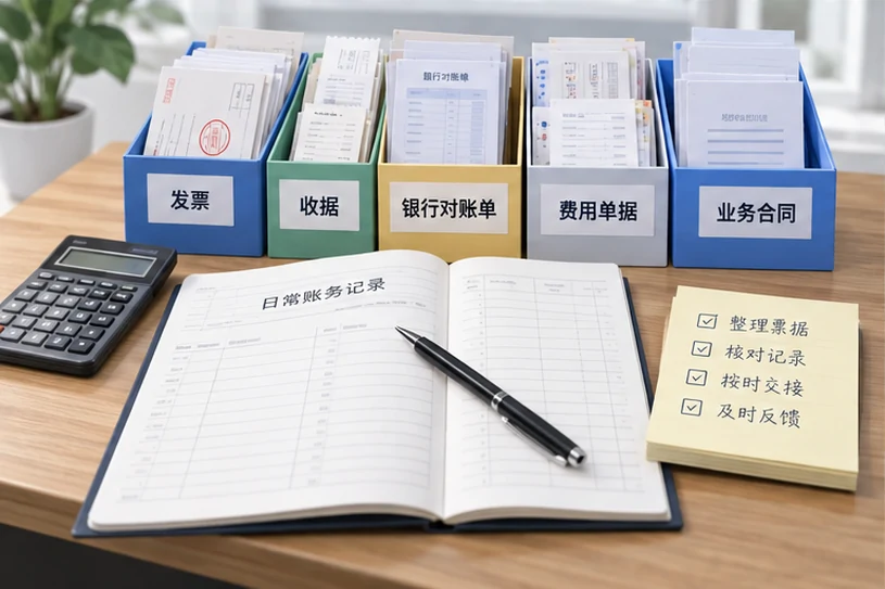 整理企业票据与日常账务资料的服务场景示意