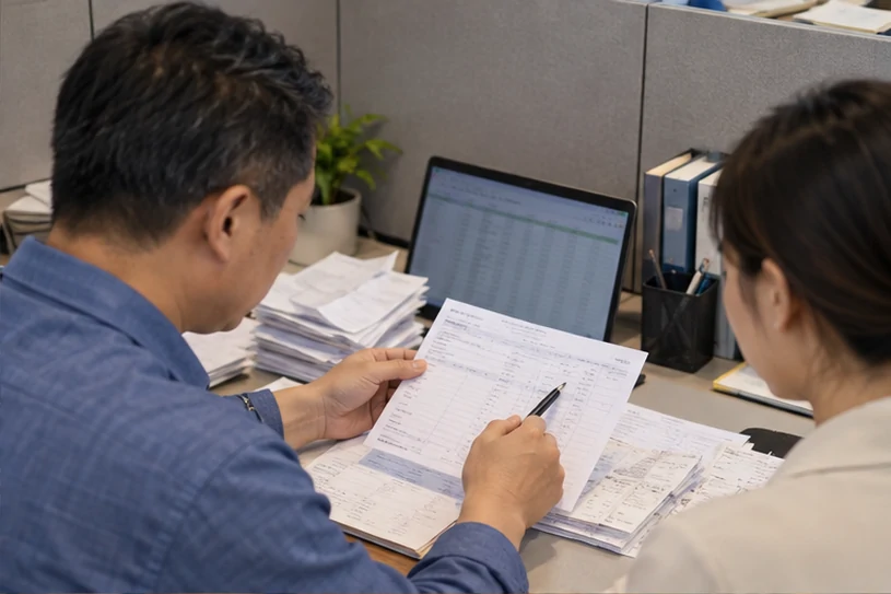 整理企业票据与日常账务资料的服务场景示意
