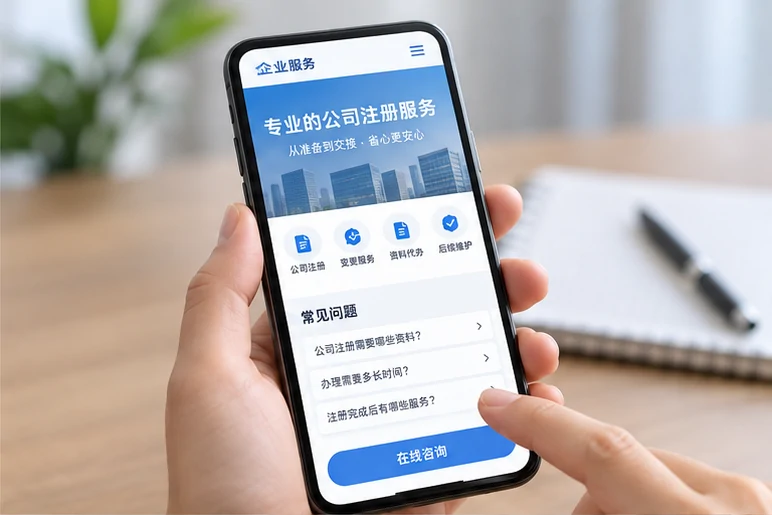 企业网站展示业务与服务信息的场景示意