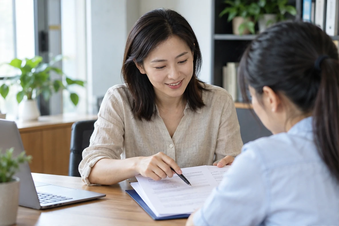 核对注册公司资料与办理事项的服务场景示意