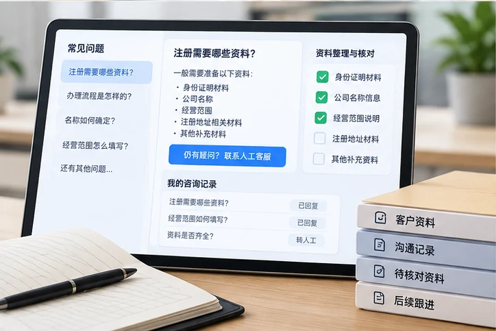 在线客服接待与咨询整理的服务场景示意