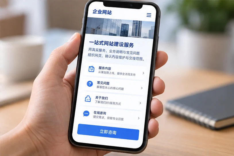 企业网站展示业务与服务信息的场景示意
