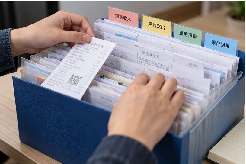 整理企业票据与日常账务资料的服务场景示意