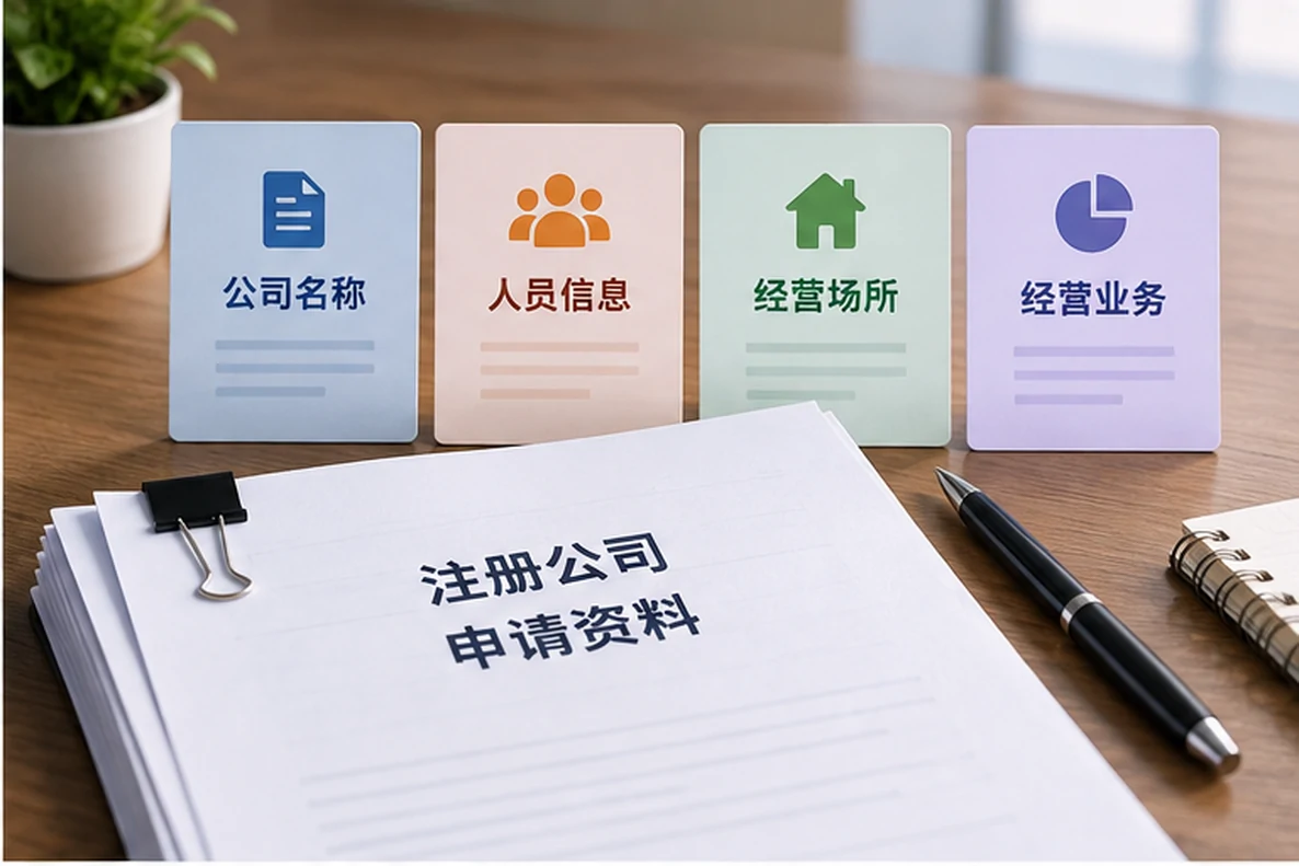 核对注册公司资料与办理事项的服务场景示意