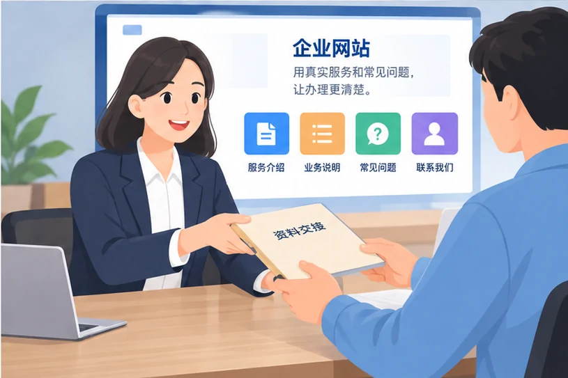 企业网站展示业务与服务信息的场景示意