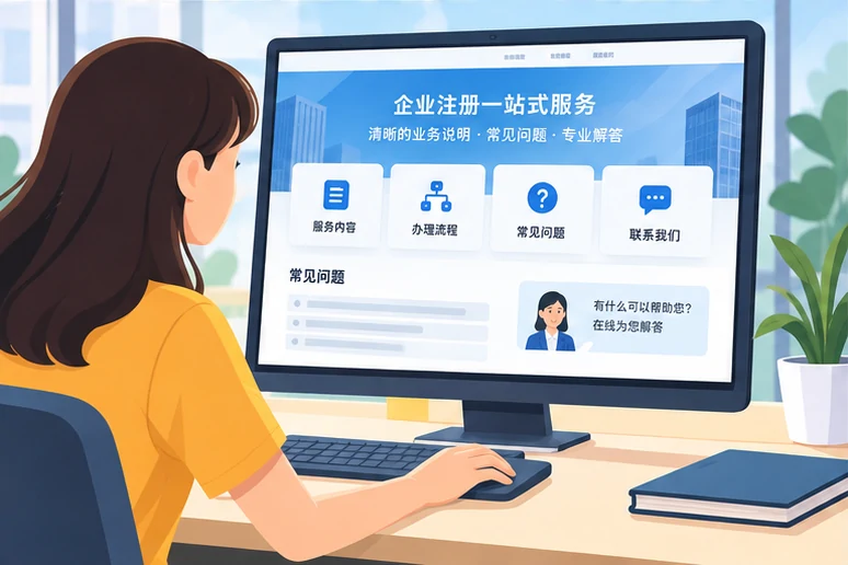 企业网站展示业务与服务信息的场景示意