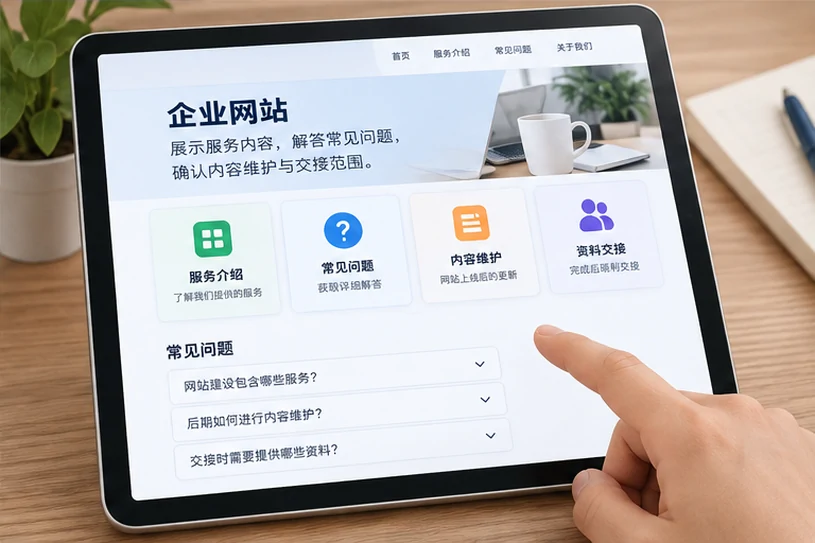 企业网站展示业务与服务信息的场景示意