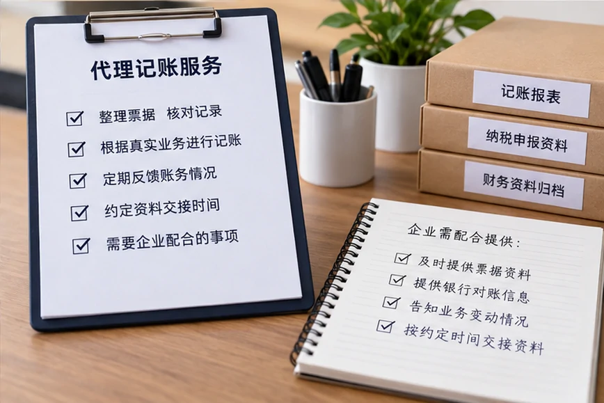 整理企业票据与日常账务资料的服务场景示意