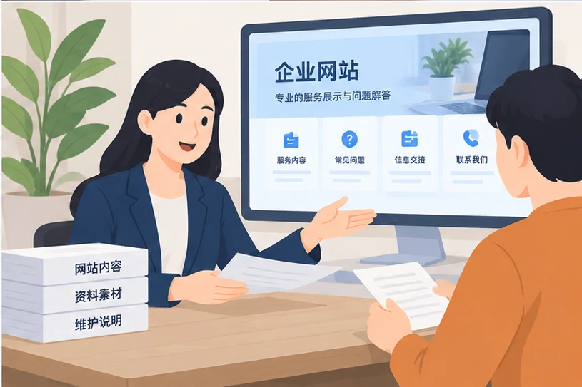 企业网站展示业务与服务信息的场景示意