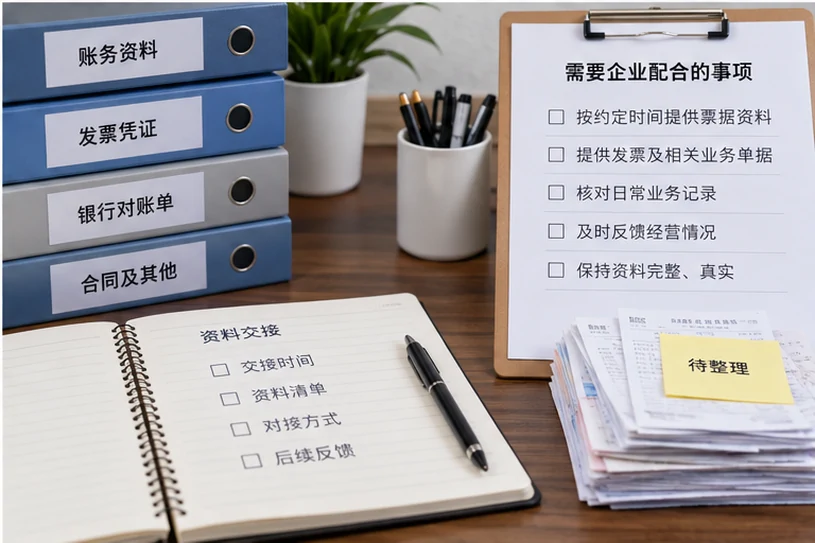 整理企业票据与日常账务资料的服务场景示意