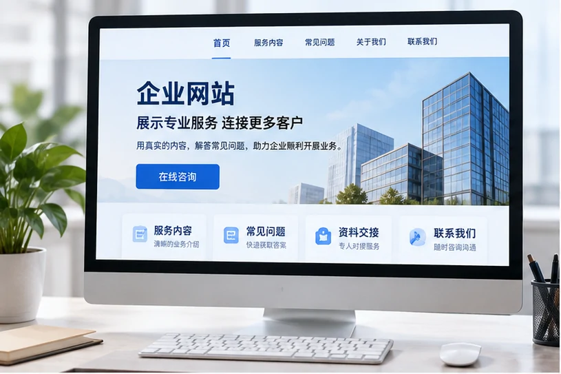 企业网站展示业务与服务信息的场景示意