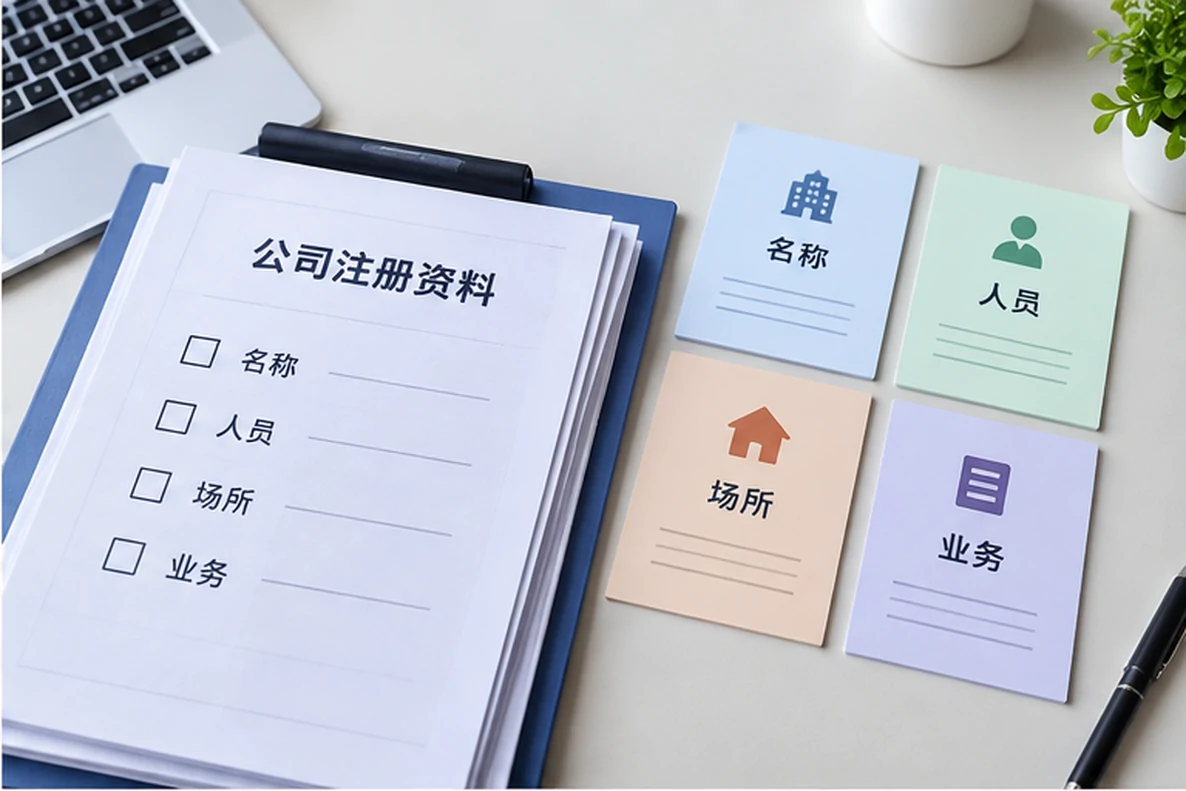 核对注册公司资料与办理事项的服务场景示意