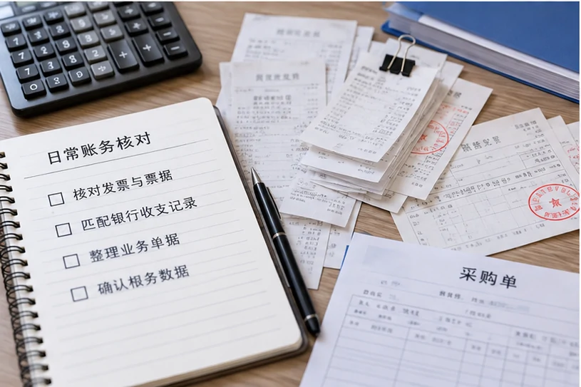 整理企业票据与日常账务资料的服务场景示意