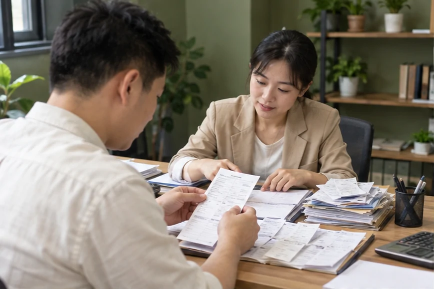 整理企业票据与日常账务资料的服务场景示意