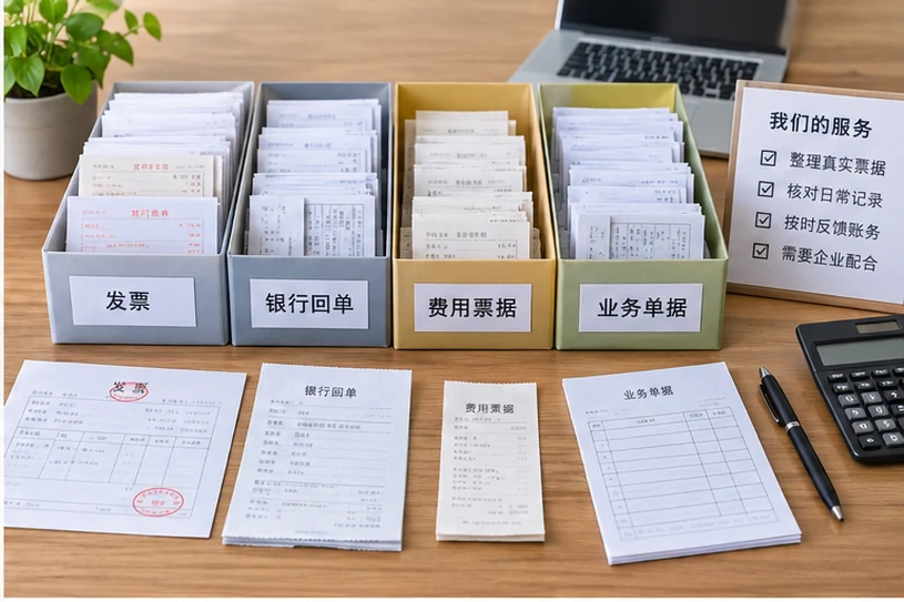 整理企业票据与日常账务资料的服务场景示意