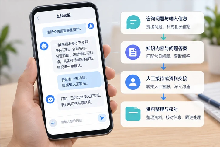 在线客服接待与咨询整理的服务场景示意