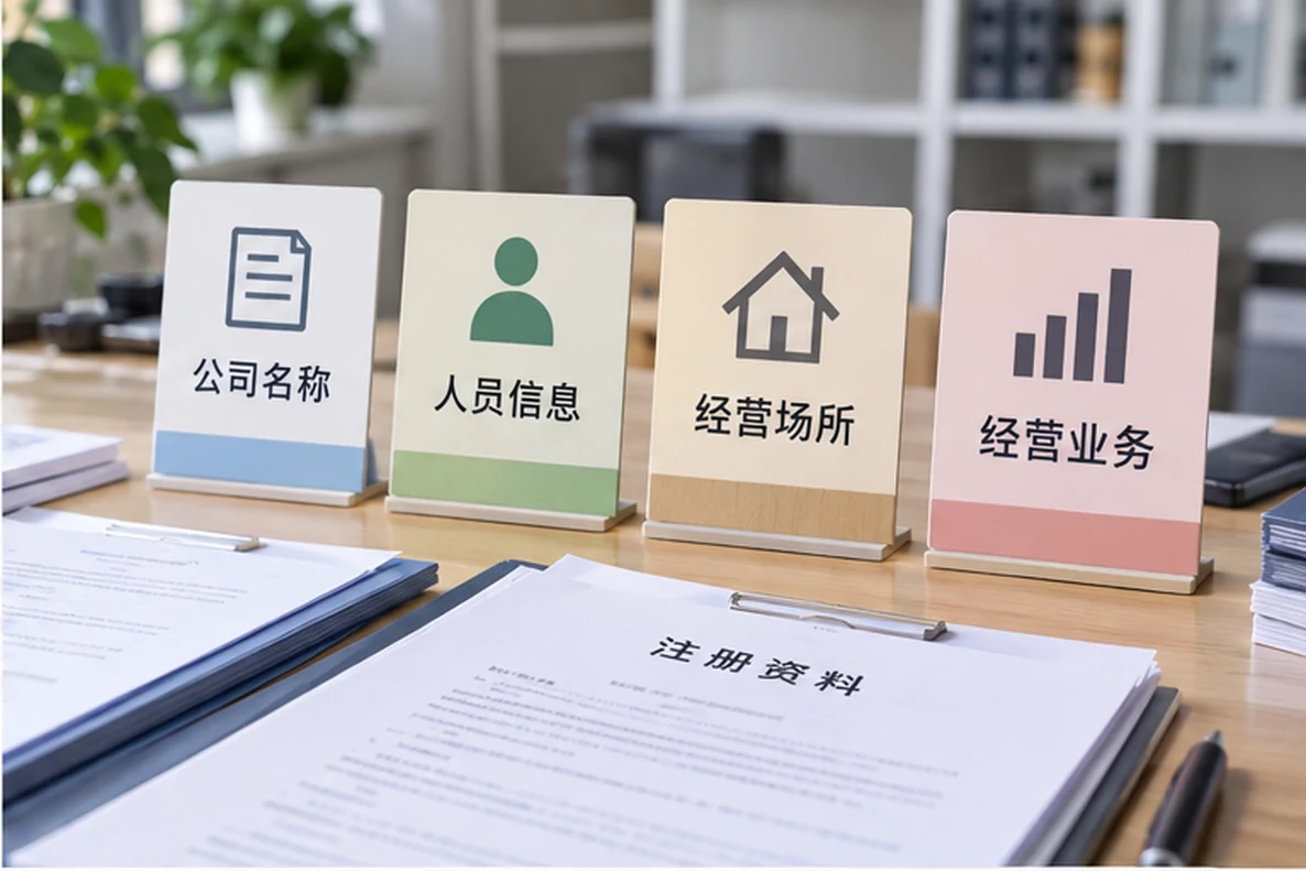 核对注册公司资料与办理事项的服务场景示意