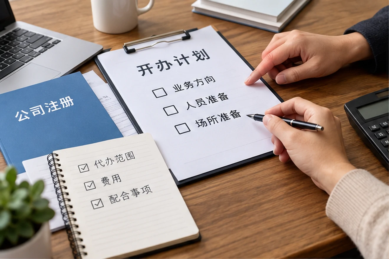 创业者一起整理开办计划的服务场景示意