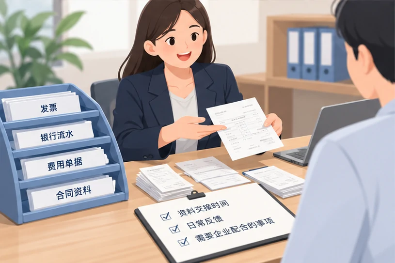 整理企业票据与日常账务资料的服务场景示意