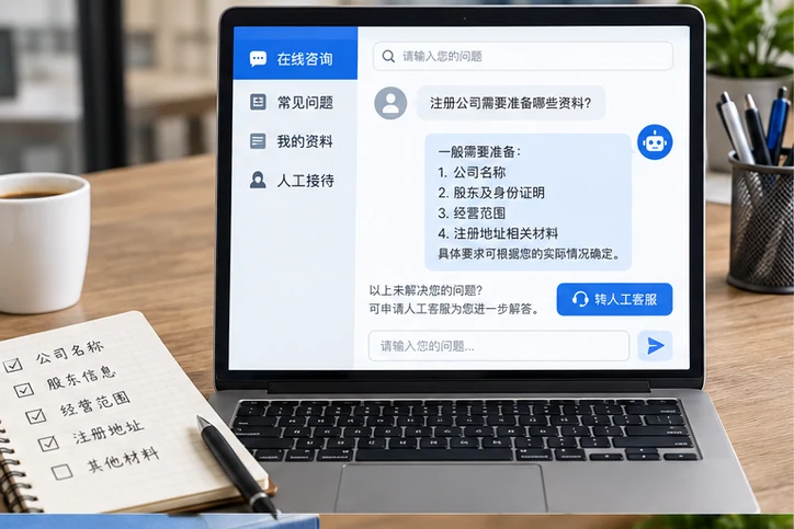 在线客服接待与咨询整理的服务场景示意