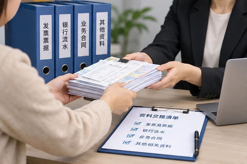 整理企业票据与日常账务资料的服务场景示意