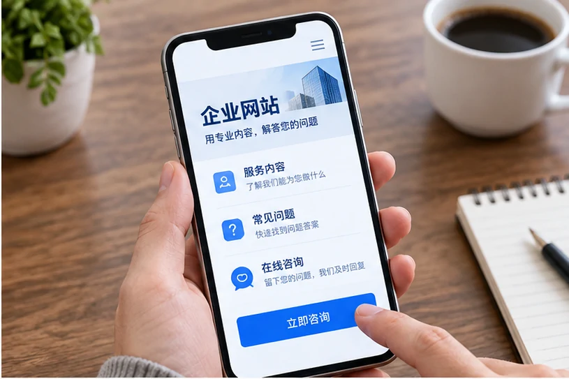 企业网站展示业务与服务信息的场景示意