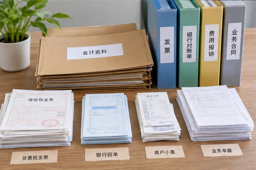 整理企业票据与日常账务资料的服务场景示意