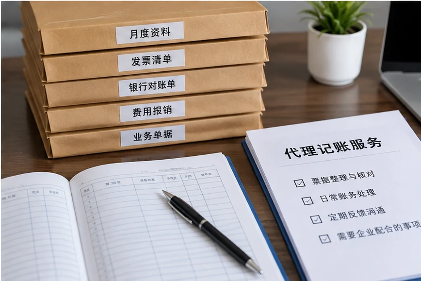 整理企业票据与日常账务资料的服务场景示意