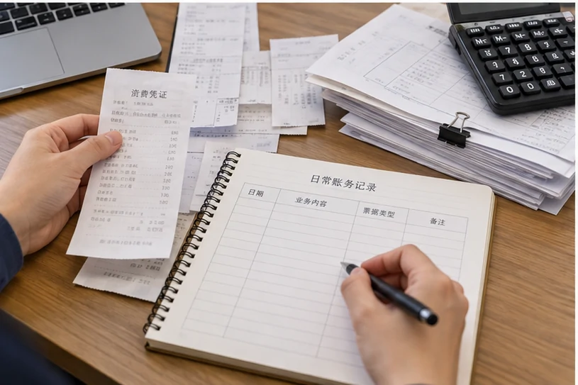整理企业票据与日常账务资料的服务场景示意
