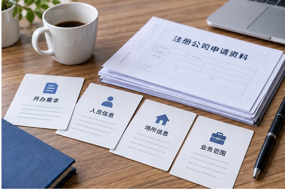 核对注册公司资料与办理事项的服务场景示意