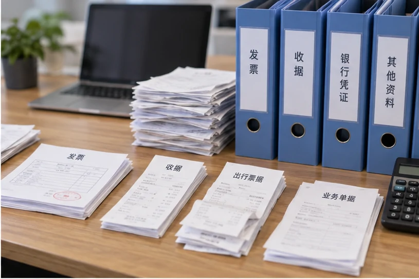 整理企业票据与日常账务资料的服务场景示意