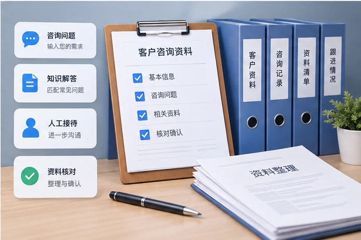 在线客服接待与咨询整理的服务场景示意